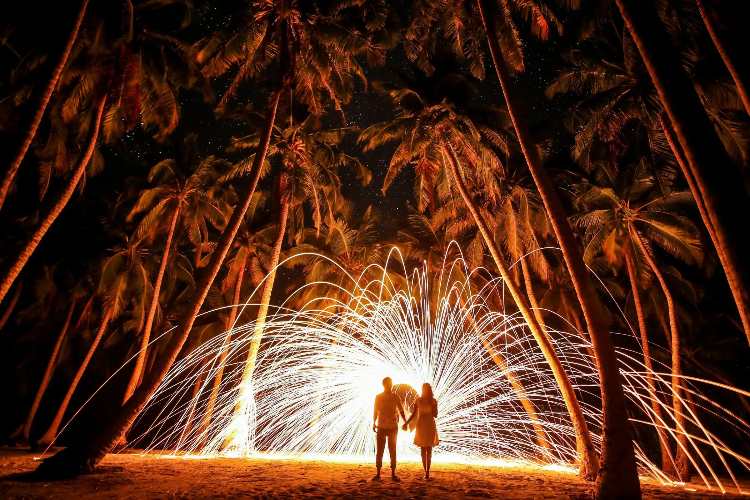 Couple with fireworks